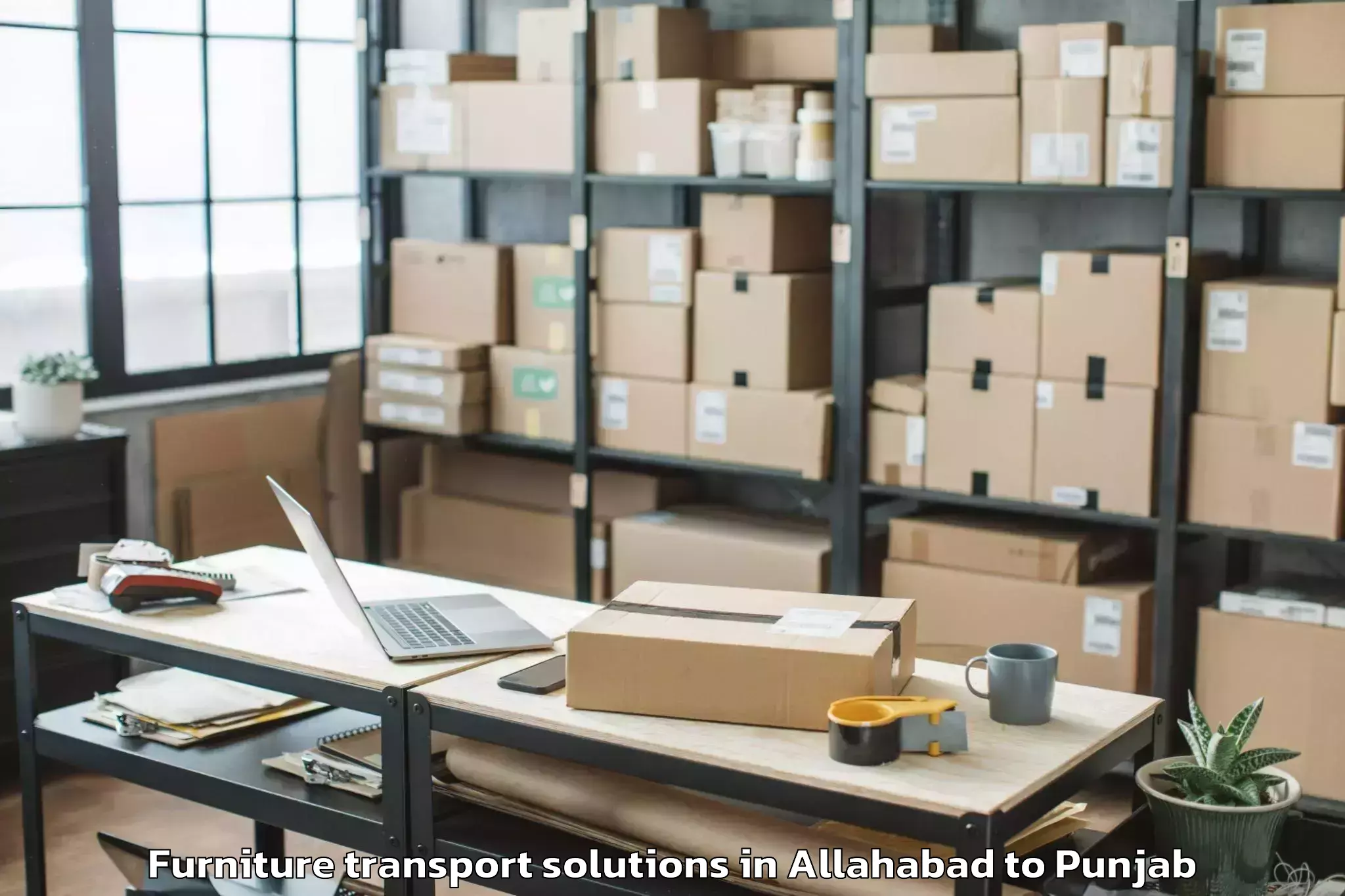 Professional Allahabad to Mukerian Furniture Transport Solutions